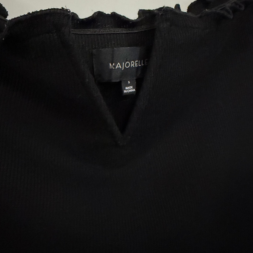MAJORELLE Black Ribbed Ruffle-Trim Mini Dress - Picture 4 of 6